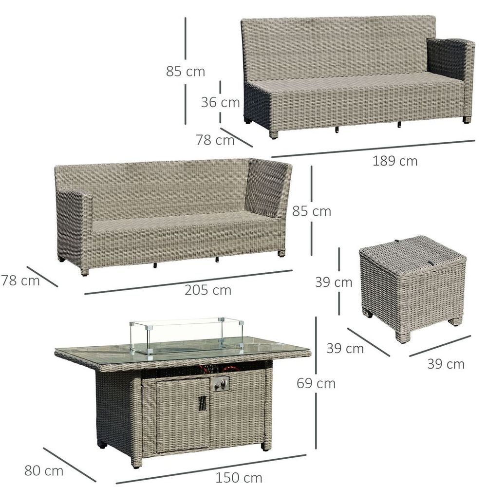 L-Shape Fire Pit Set