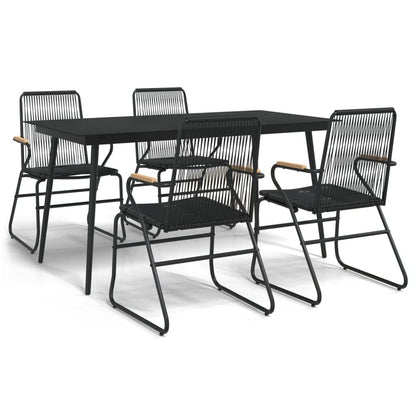 Garden Dining Set Black PVC Rattan