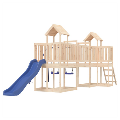 Playhouse with Slide Swings Solid Wood Pine