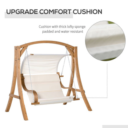 Wooden Porch Swing Chair A-Frame Wood Log Swing Bench Chair