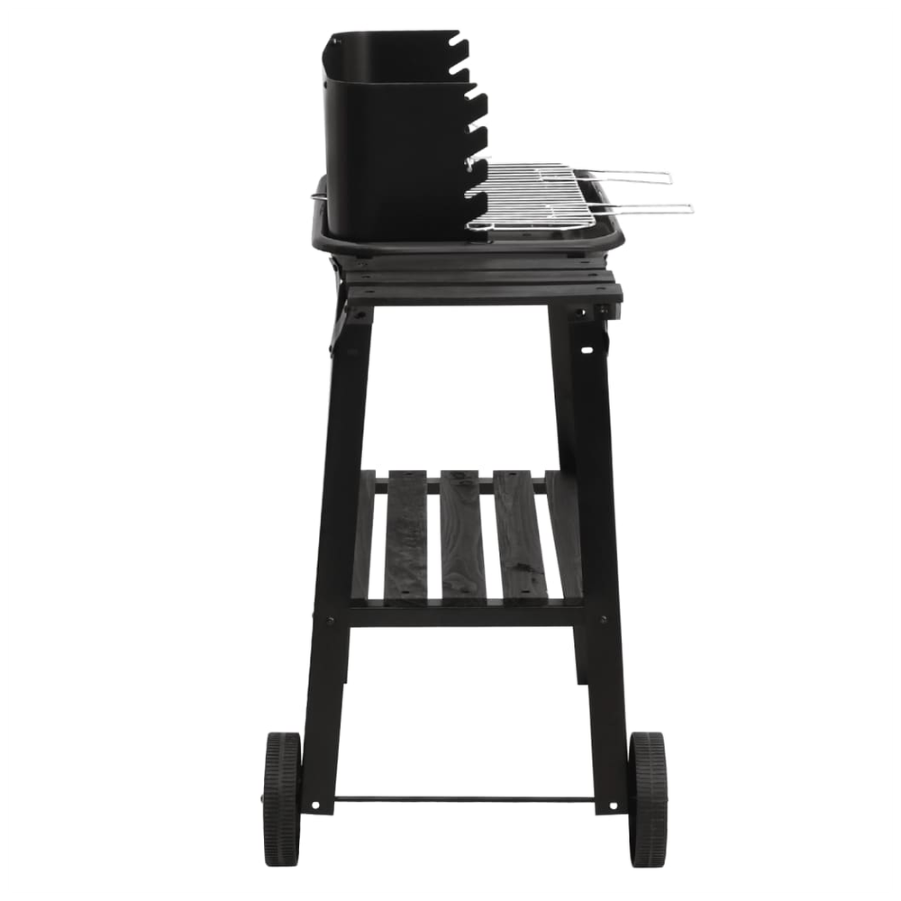 Charcoal BBQ Grill with Wheels Black Steel