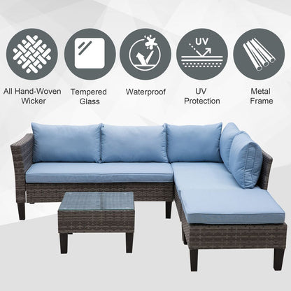 Rattan Furniture Set Blue