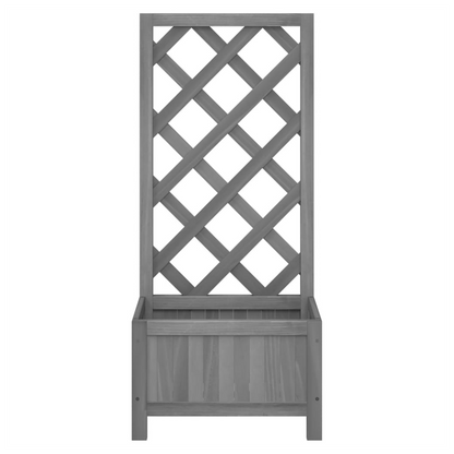 Planter with Trellis Grey Solid Wood Fir