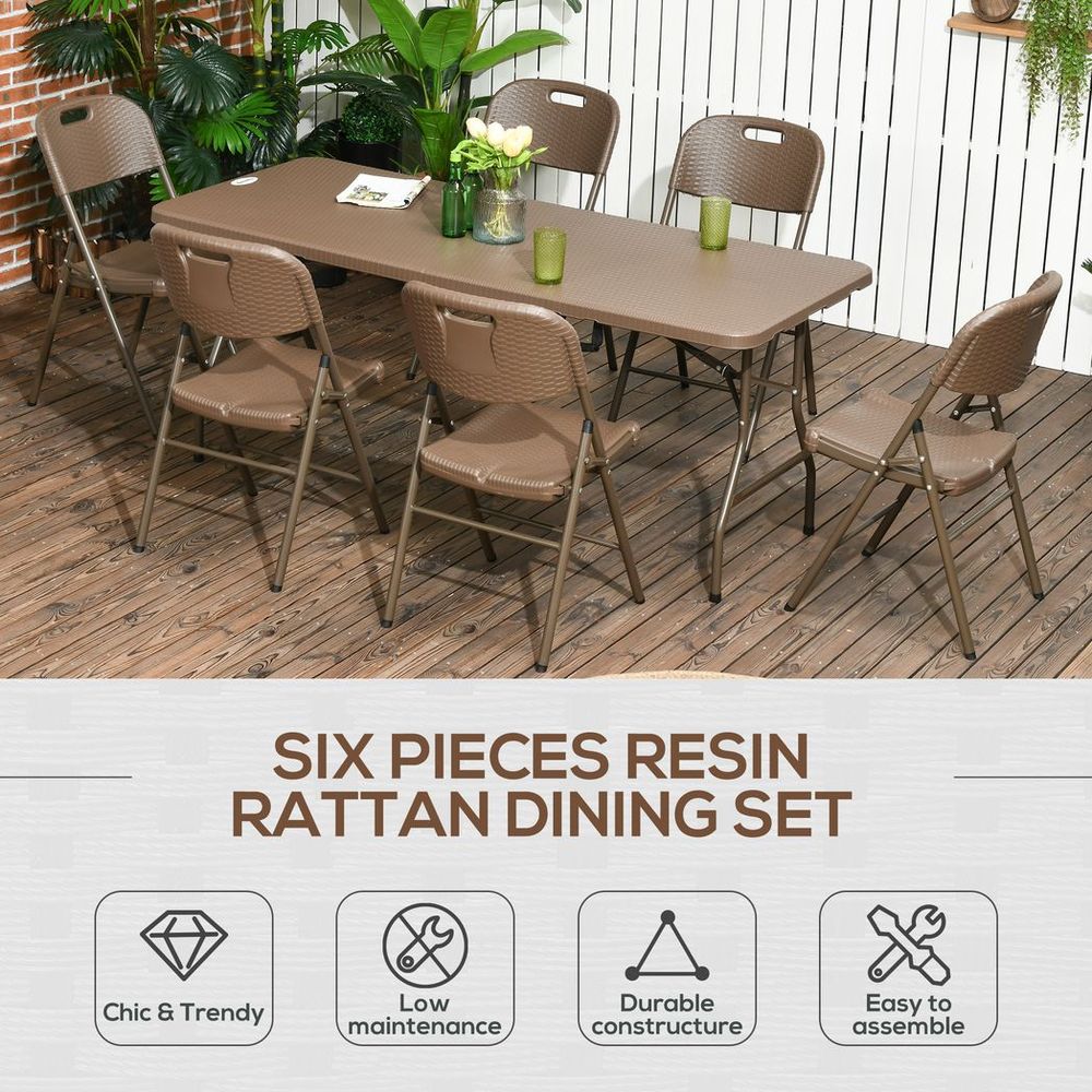 Rattan Dining Set, Foldable Table & Chairs