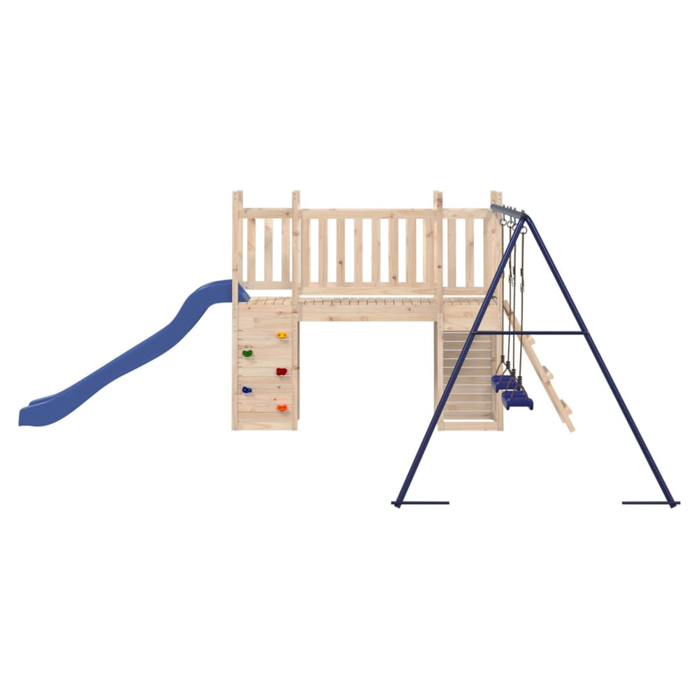 Playhouse with Slide Ladder Swings Solid Wood Pine