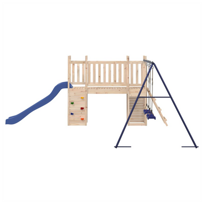 Playhouse with Slide Ladder Swings Solid Wood Pine