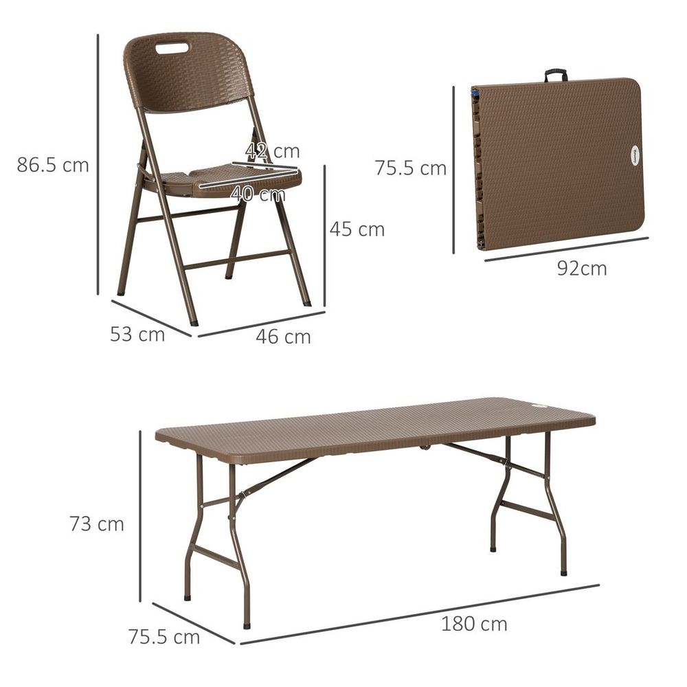 Rattan Dining Set, Foldable Table & Chairs