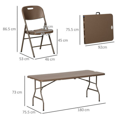 Rattan Dining Set, Foldable Table & Chairs