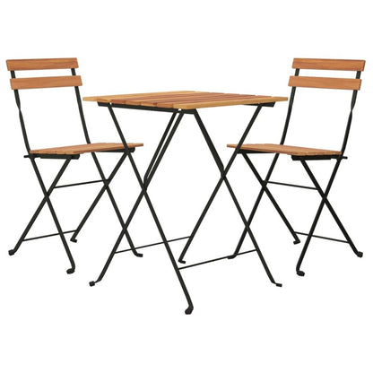 Folding Bistro Set Solid Wood Teak and Steel