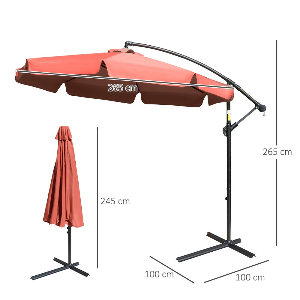 2.7m Banana Parasol Cantilever Crank Handle - Wine Red