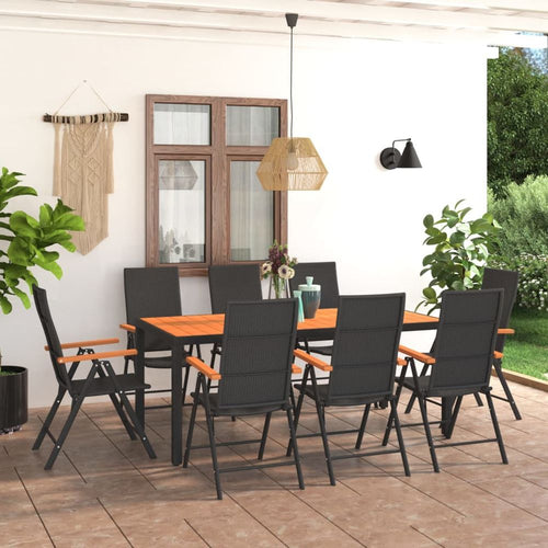 Garden Dining Set Black and Brown