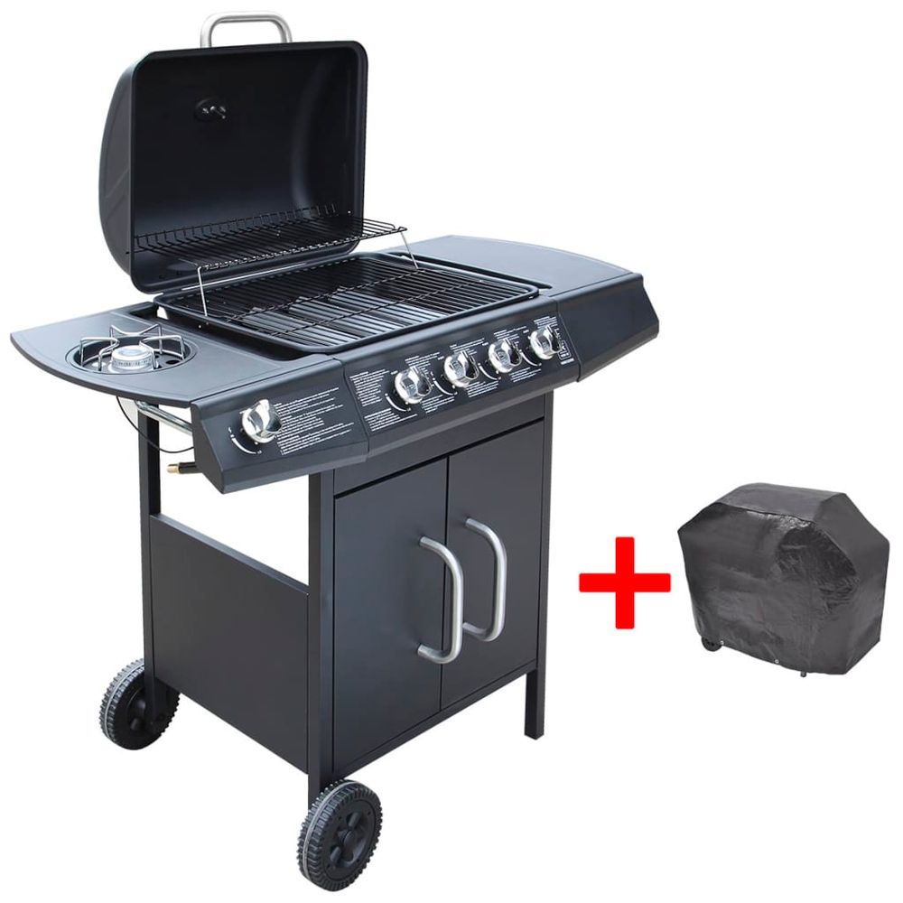 Gas Barbecue Grill 4+1 Cooking Zone Black