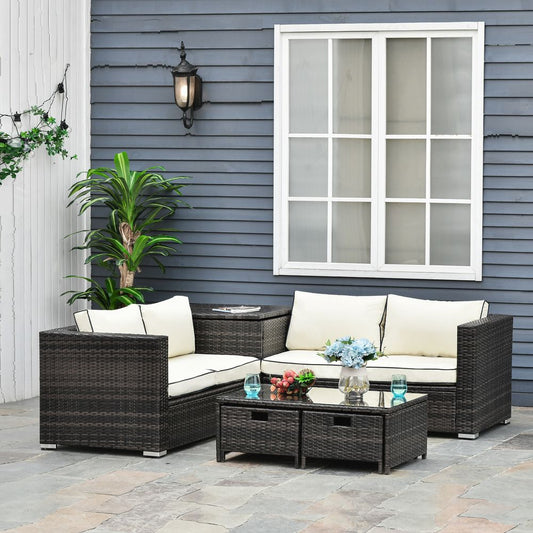 Rattan Sofa, Storage & Table Set