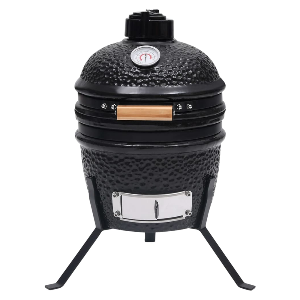 2-in-1 Kamado Barbecue Grill Smoker Ceramic 56 cm Black