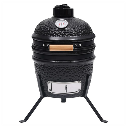 2-in-1 Kamado Barbecue Grill Smoker Ceramic 56 cm Black