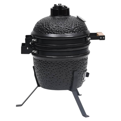 2-in-1 Kamado Barbecue Grill Smoker Ceramic 56 cm Black