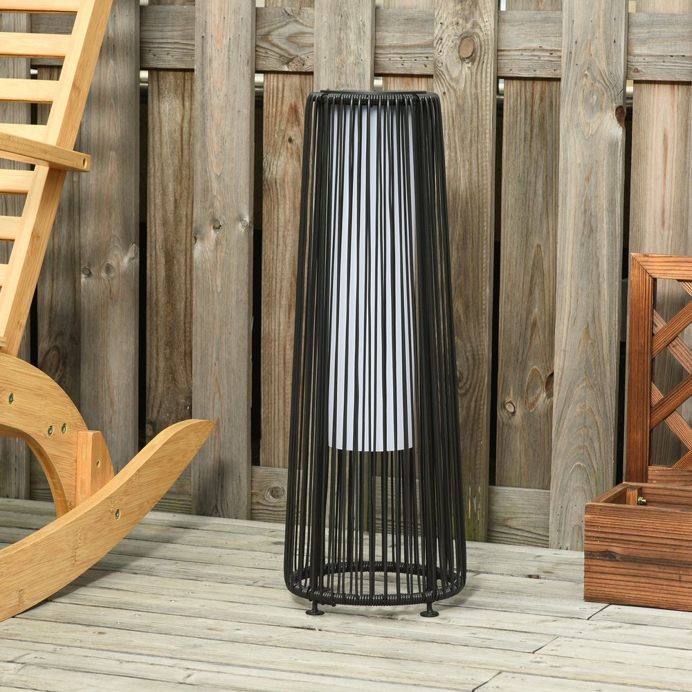 Garden Solar Lights Woven Resin Wicker Lantern Auto On/Off Solar Powered Light