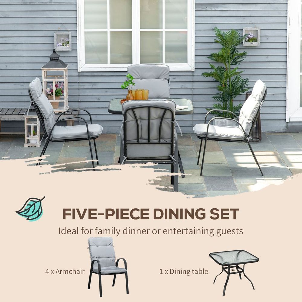 Garden Dining Set, Glass Table