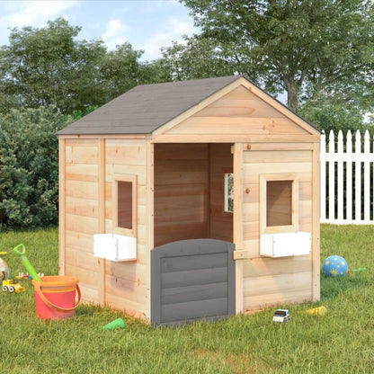 Playhouse with Lockable Door and Flower Pots Solid Wood Fir