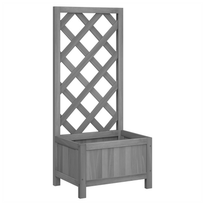 Planter with Trellis Grey Solid Wood Fir