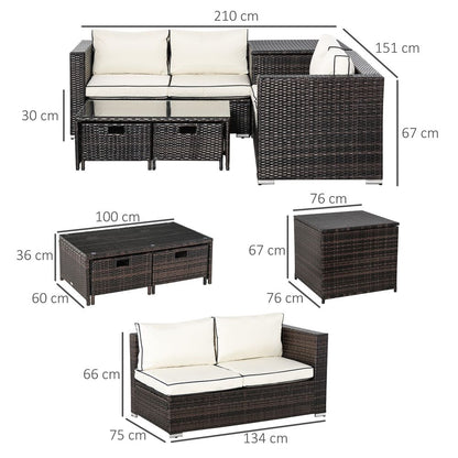 Rattan Sofa, Storage & Table Set