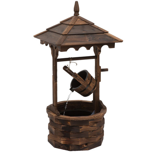 Fir Wood Outdoor Garden Decor Wishing Well Waterfall