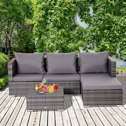 Rattan Garden Sofa Set Storage Table