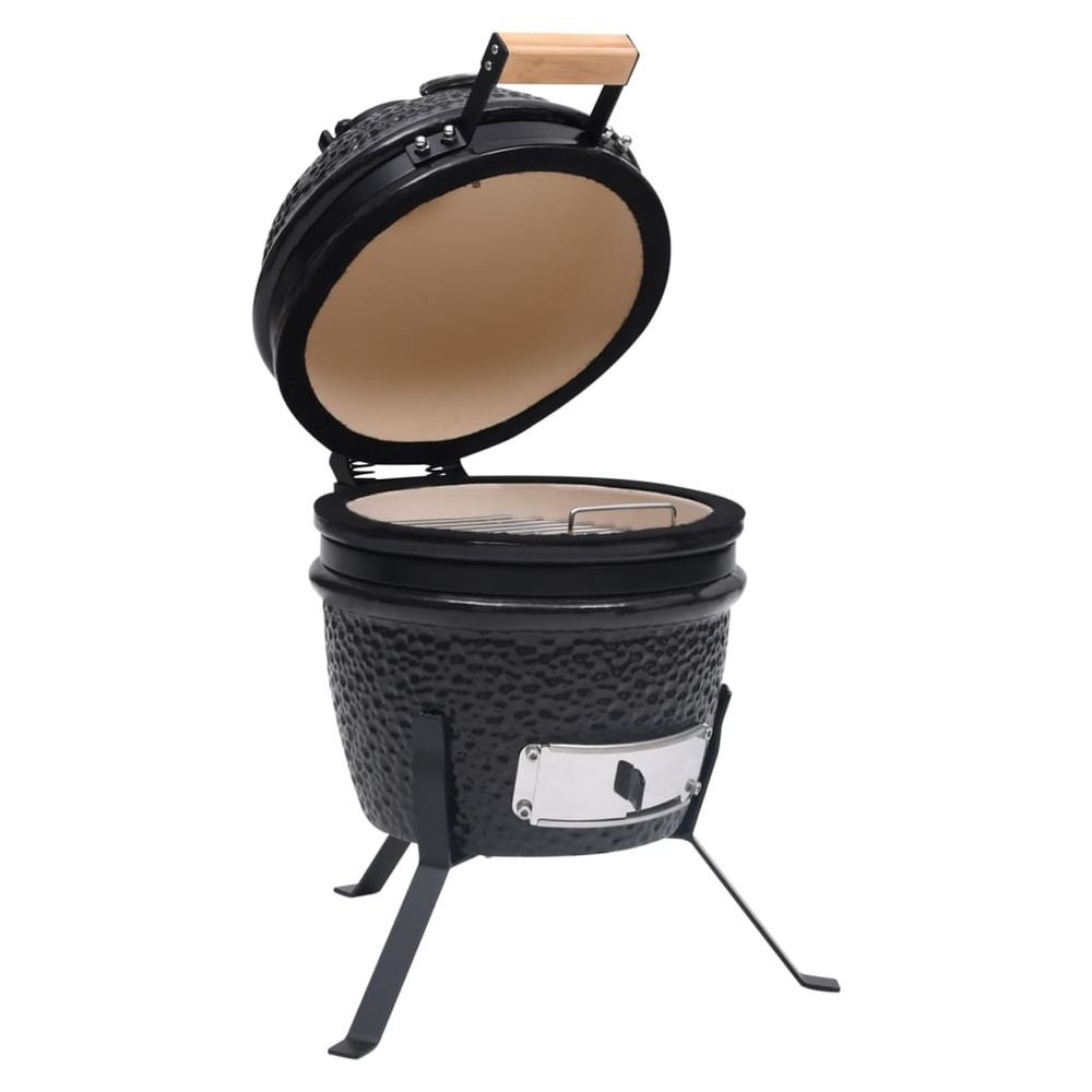 2-in-1 Kamado Barbecue Grill Smoker Ceramic 56 cm Black