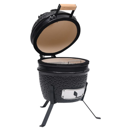 2-in-1 Kamado Barbecue Grill Smoker Ceramic 56 cm Black