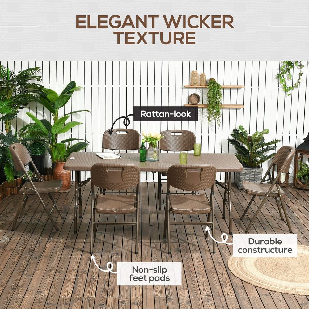 Rattan Dining Set, Foldable Table & Chairs