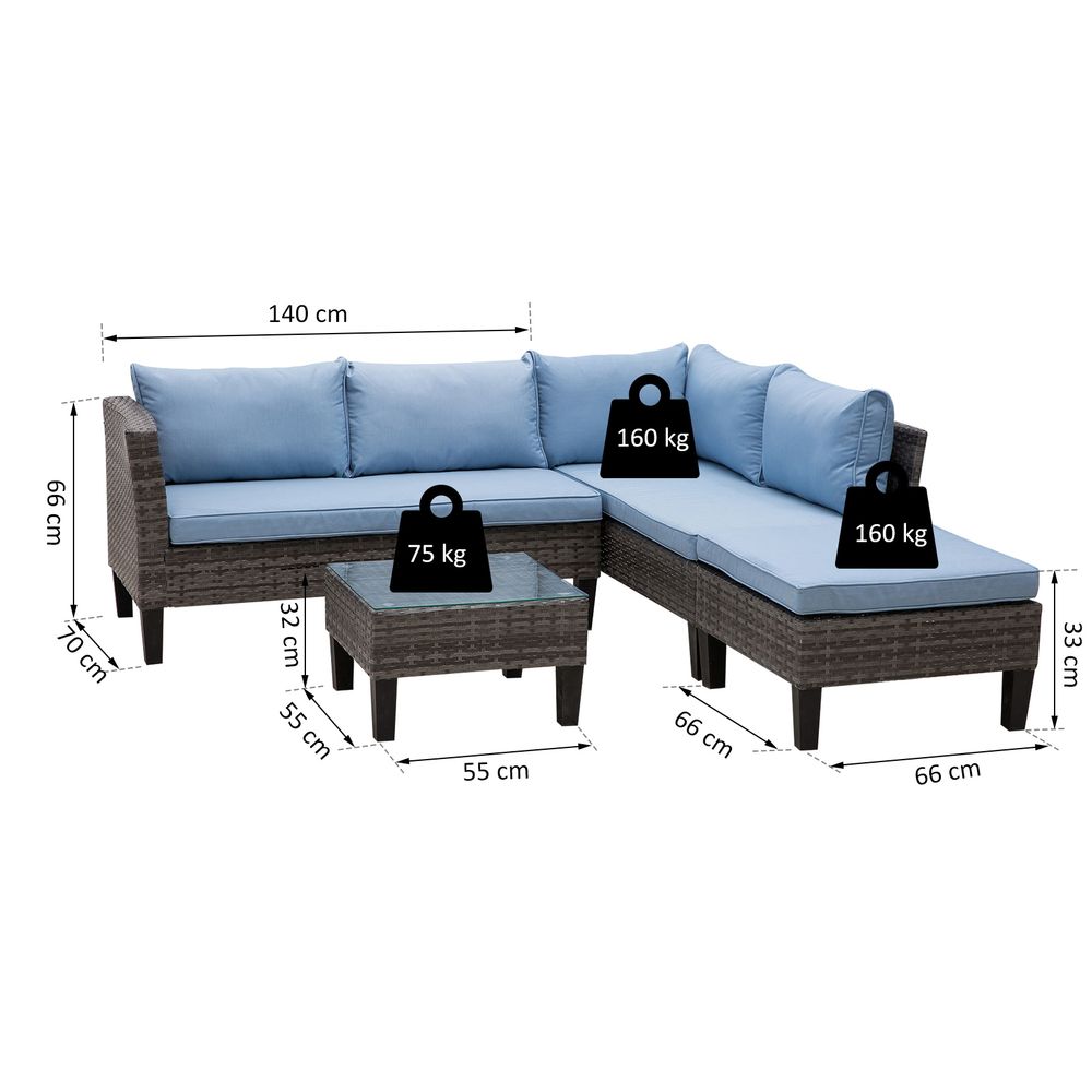 Rattan Furniture Set Blue