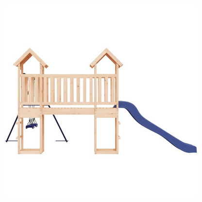 Playhouse with Slide Swings Solid Wood Pine