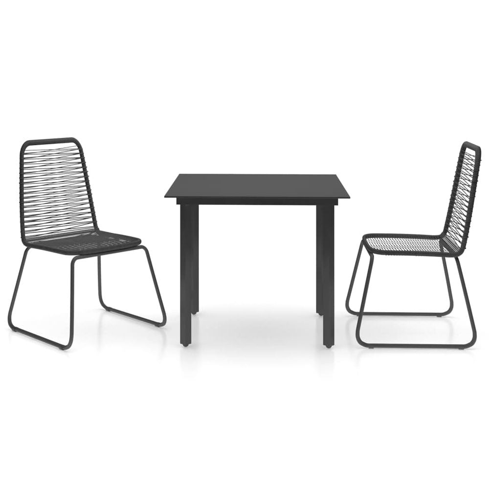 Dining Set PVC Rattan Black