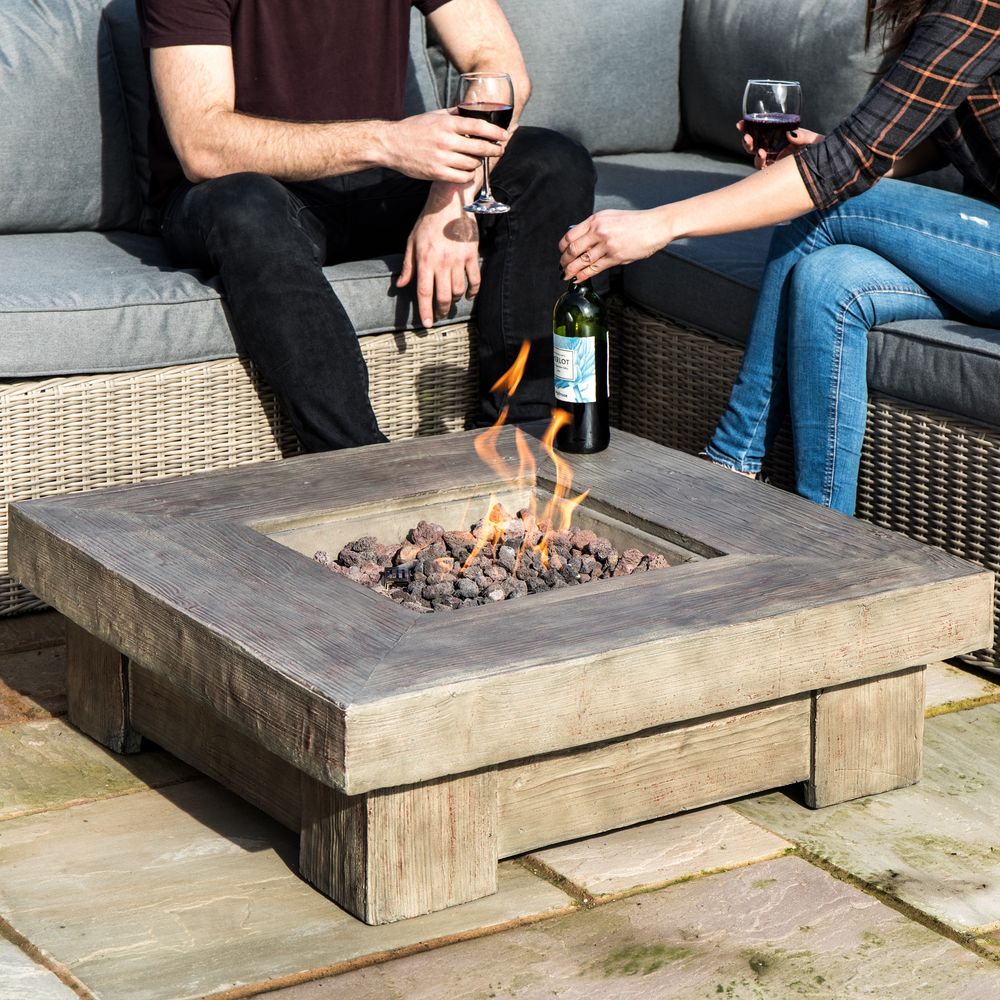 Garden Gas Fire Pit Table Heater with Lava Rocks & Cover