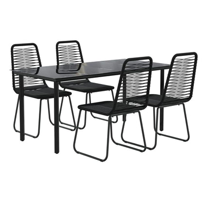 5 Piece Garden Dining Set Black