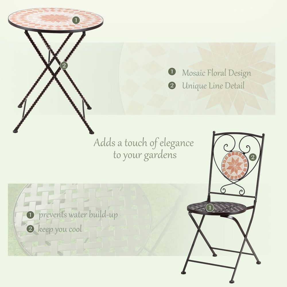 Bistro Set with Mosaic Round