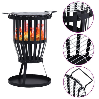 Garden Fire Pit Basket with BBQ Grill