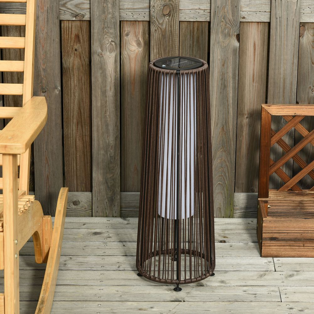 Garden Solar Lights Woven Resin Wicker Lantern Auto On/Off Solar Powered Light