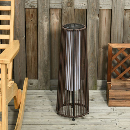 Garden Solar Lights Woven Resin Wicker Lantern Auto On/Off Solar Powered Light