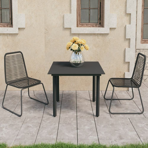 Dining Set PVC Rattan Black