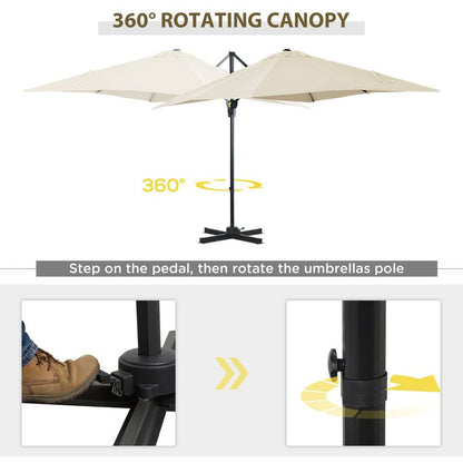 Square Cantilever Roma Parasol 360 Rotation with Hand Crank