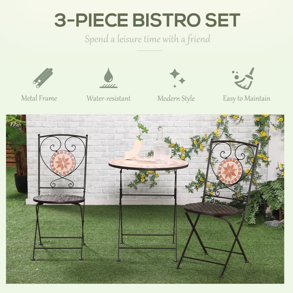 Bistro Set with Mosaic Round