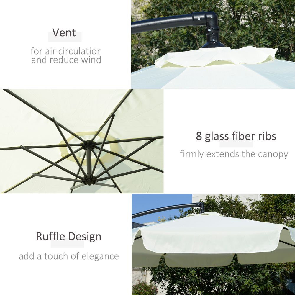 2.7m Garden Banana Parasol Cantilever Crank - Cream White