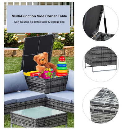 Rattan Garden Furniture Set Mixed Grey