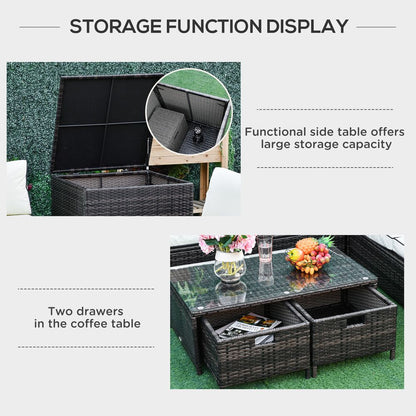 Rattan Sofa, Storage & Table Set