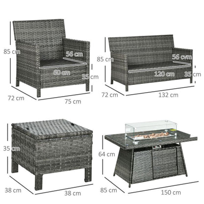 Rattan dining & Fire Pit Table