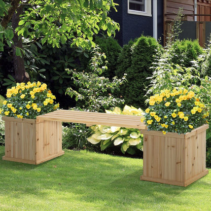 Wooden Garden Planter & Bench Combination