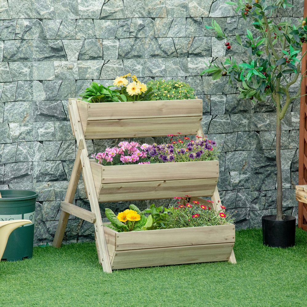 3 Tier Raised Garden Bed Kit for Flower, Vegetable, Herb, 120x68x80cm, Green