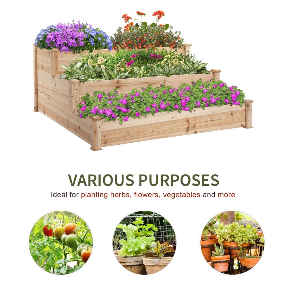 Wooden Raised Bed 3-Tier