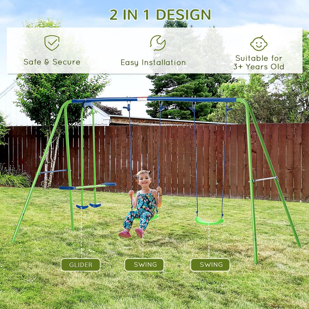 Metal 2 Swings & Seesaw Set